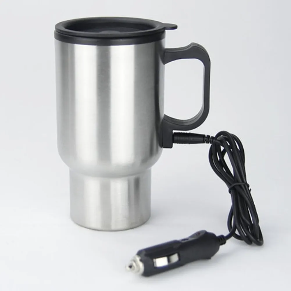 12V Car Heating Cup Car Heated Mug 450ml Stainless Steel Travel