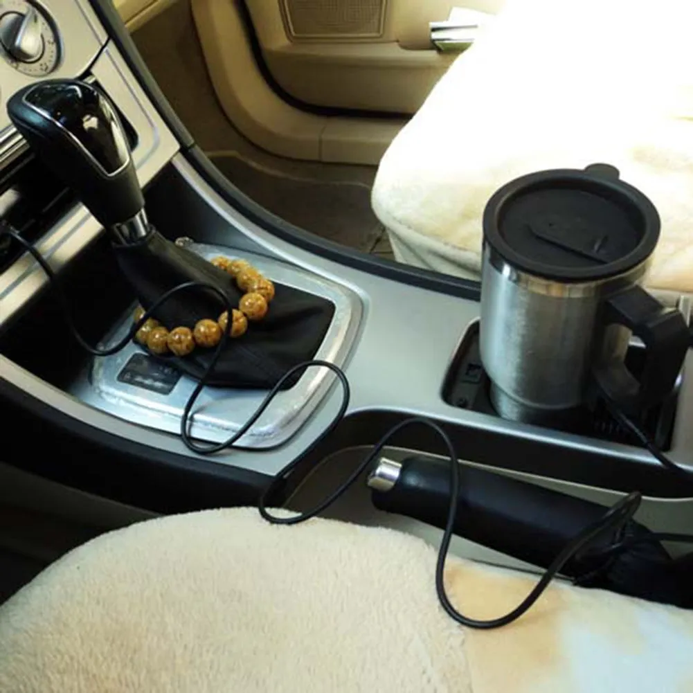 12V Car Heating Cup Car Heated Mug 450ml Stainless Steel Travel