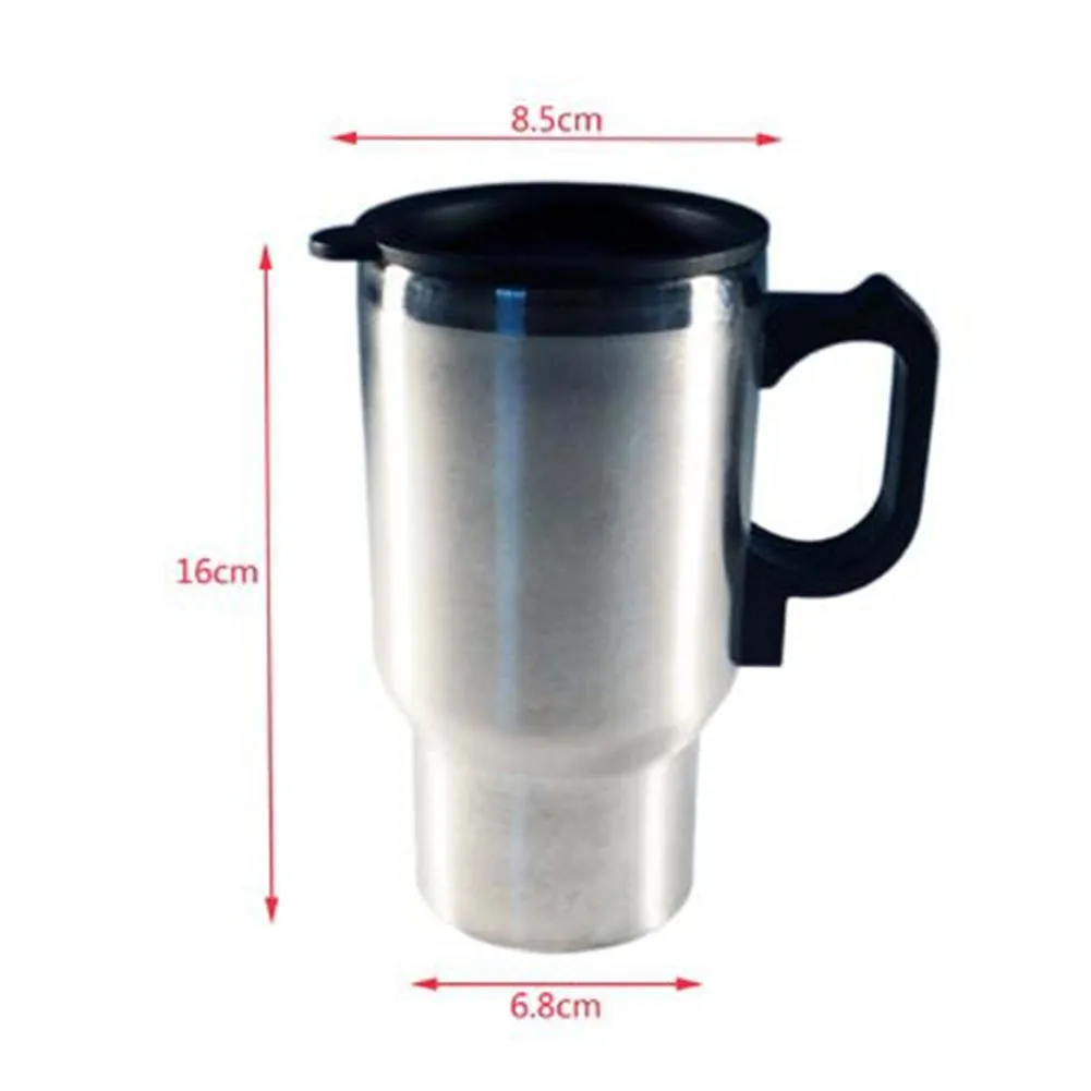 12V Car Heating Cup Car Heated Mug 450ml Stainless Steel Travel