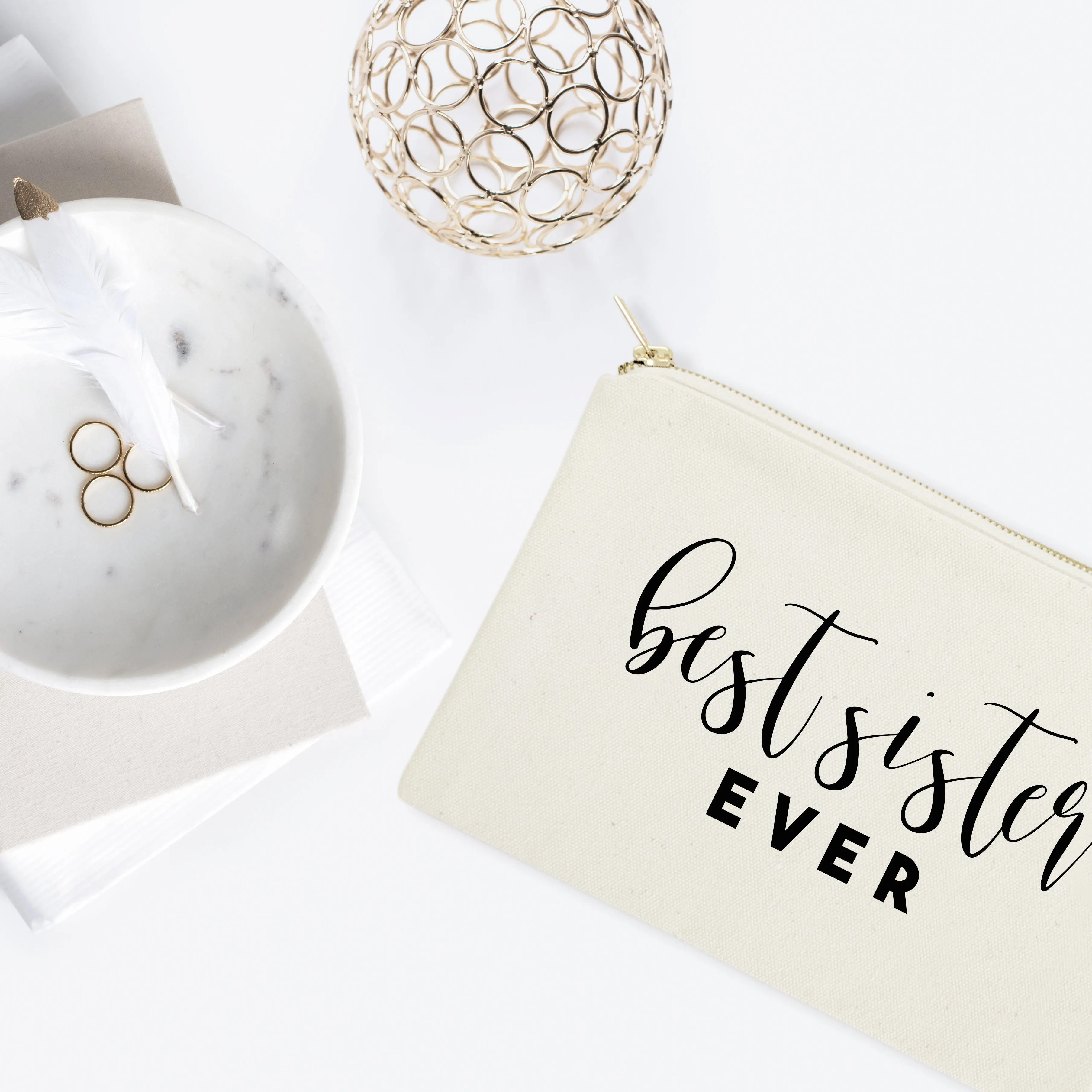 Best Sister Ever Cotton Canvas Cosmetic Bag by The Cotton & Canvas Co.