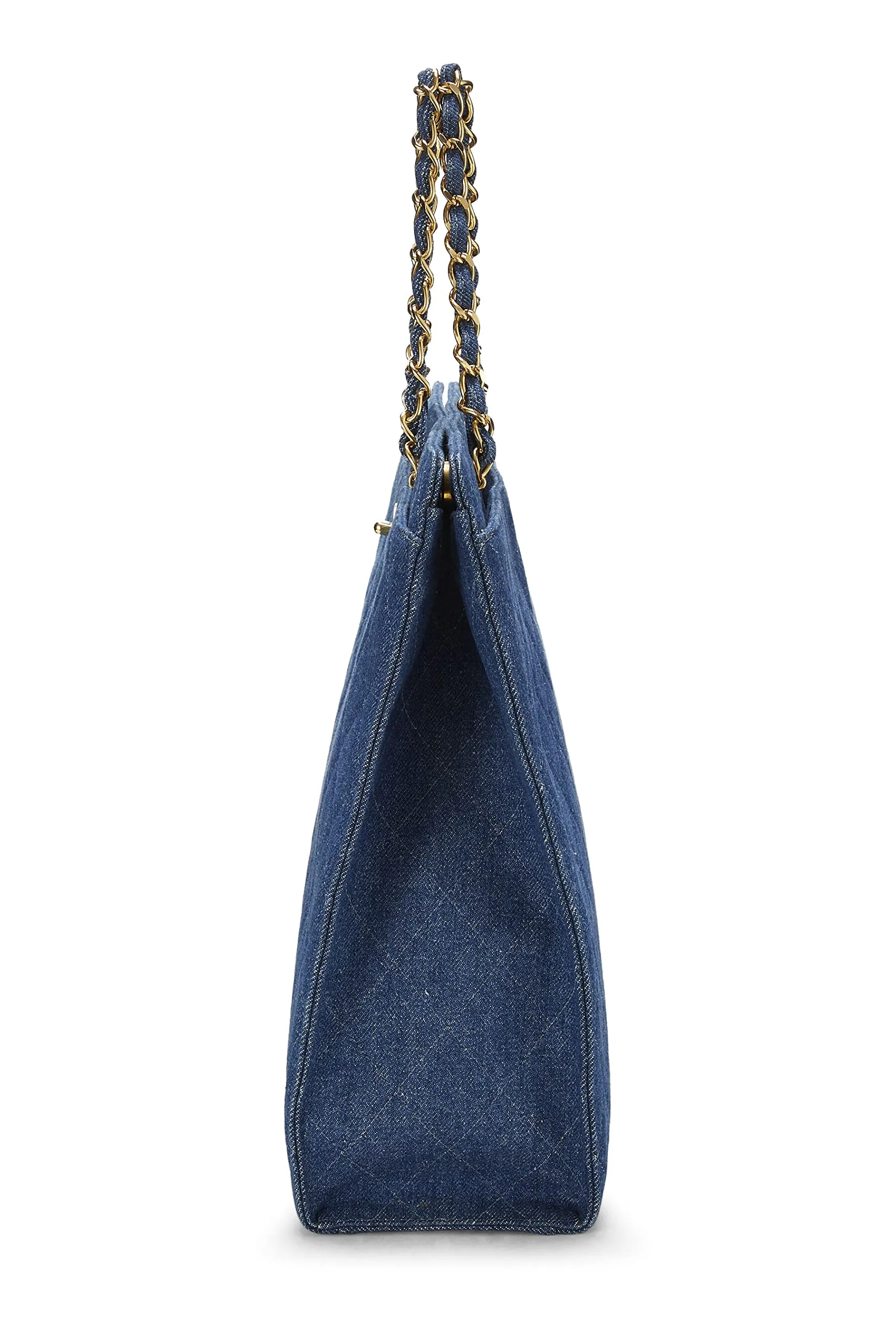 Chanel,  Blue Quilted Denim Tote Medium, Blue