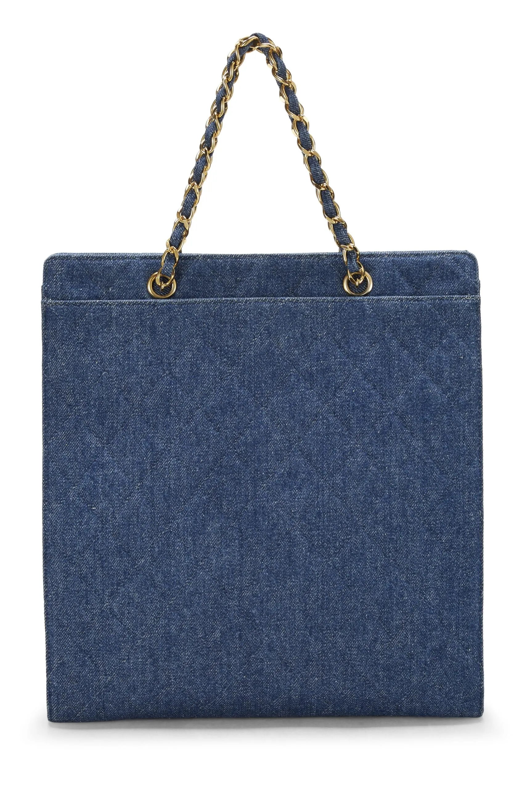 Chanel,  Blue Quilted Denim Tote Medium, Blue