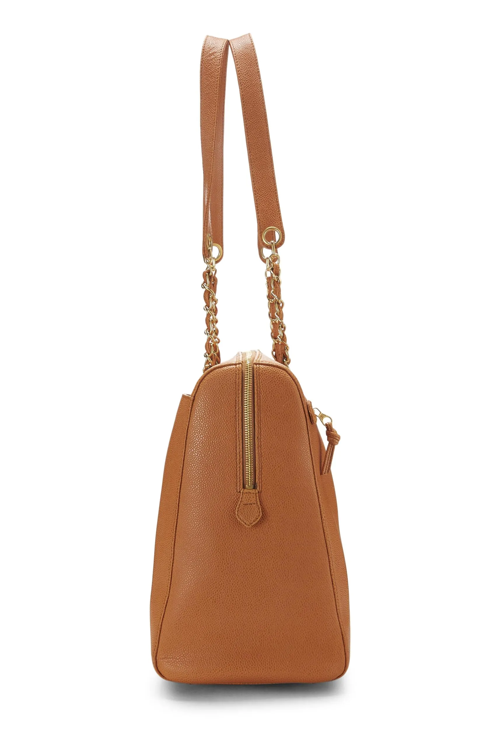 Chanel, Orange Caviar Zip Tote Large, Orange