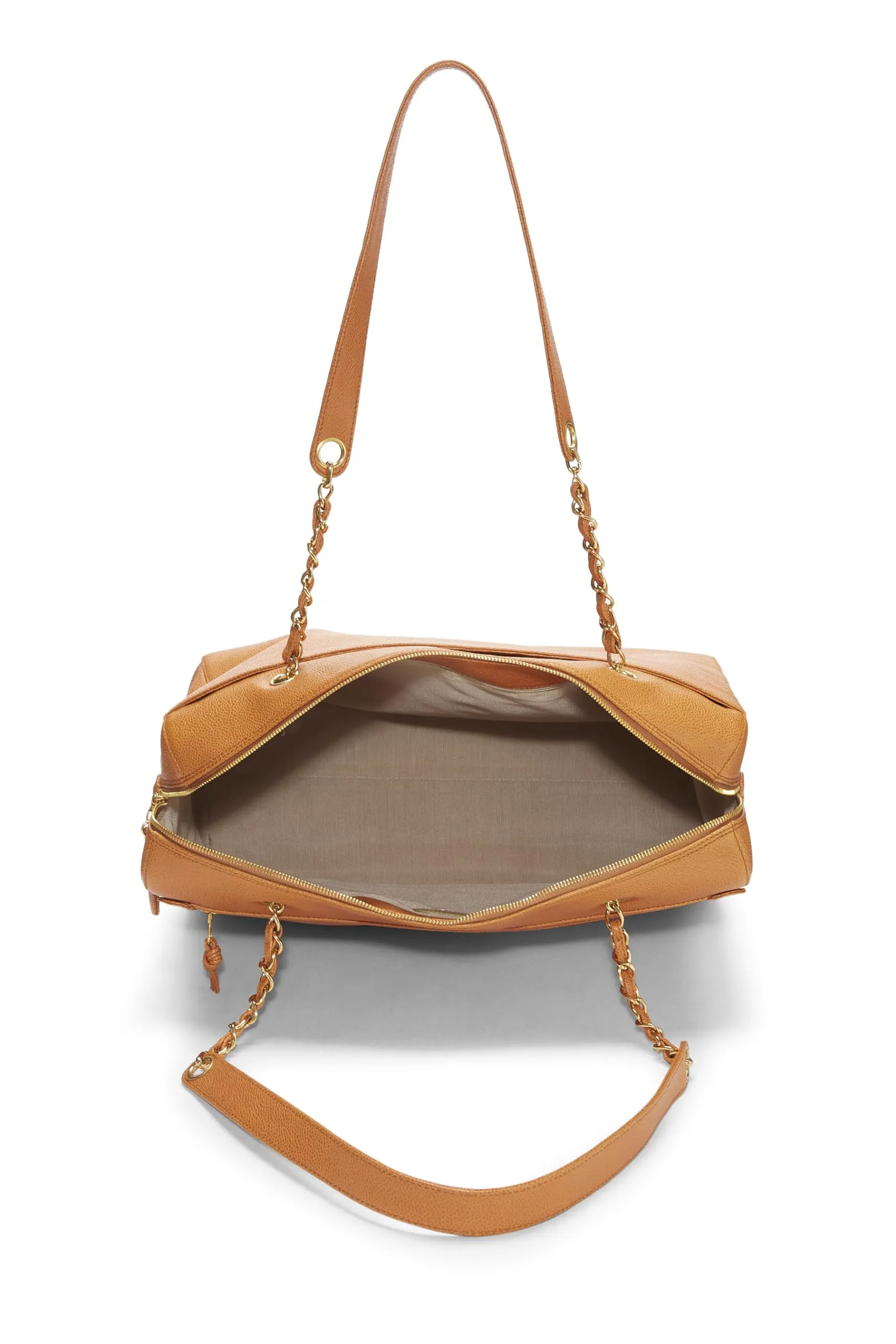 Chanel, Orange Caviar Zip Tote Large, Orange