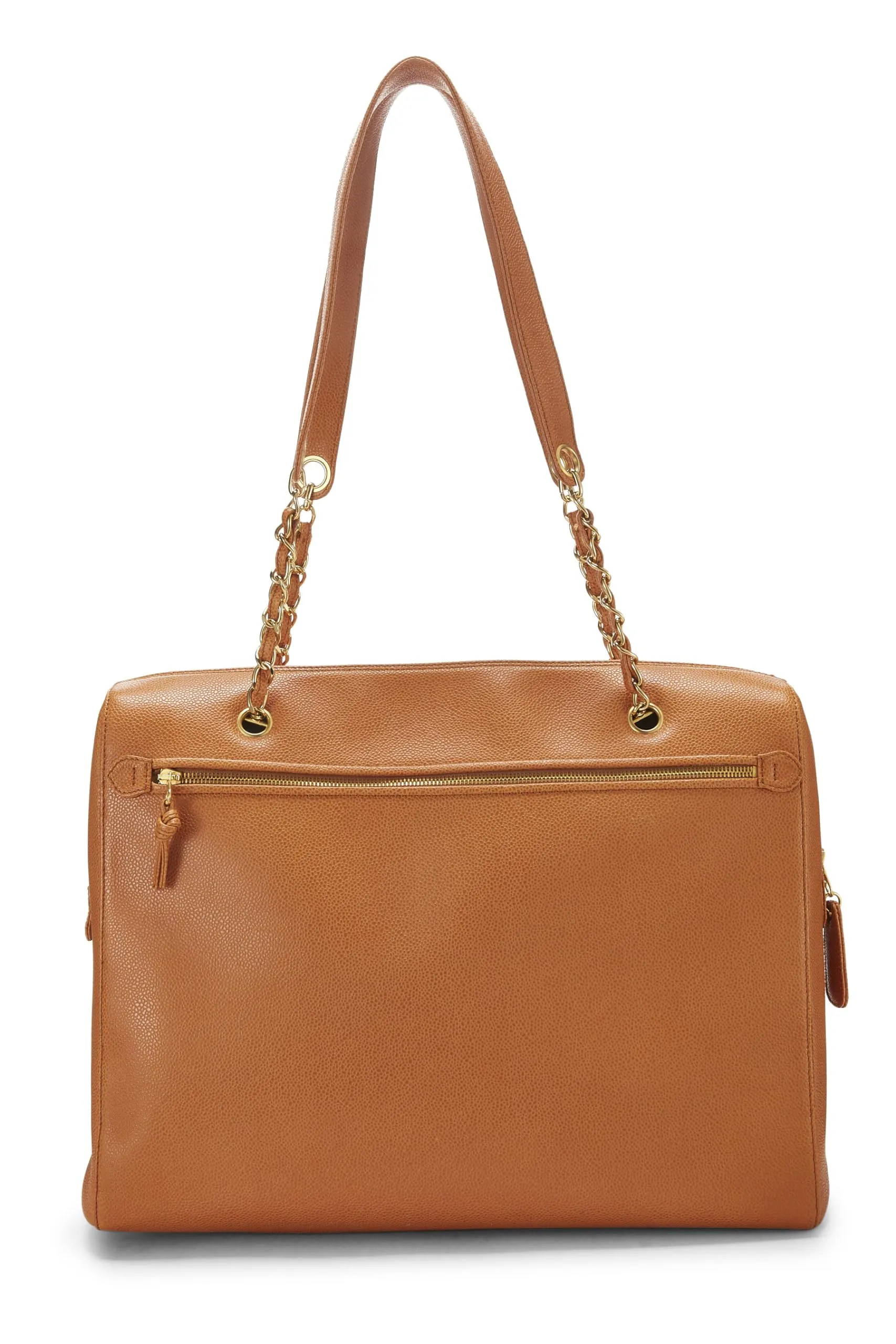 Chanel, Orange Caviar Zip Tote Large, Orange