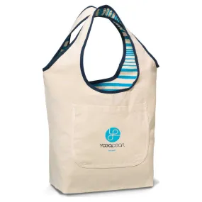 Gemline Natural/Navy Blue Pattern Reversible Cotton Tote