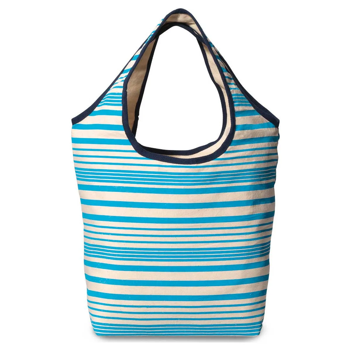 Gemline Natural/Navy Blue Pattern Reversible Cotton Tote