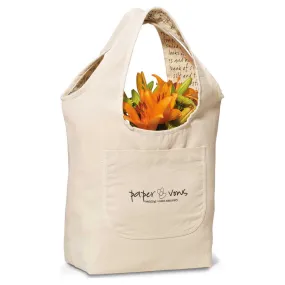 Gemline Natural/Script Pattern Reversible Cotton Tote