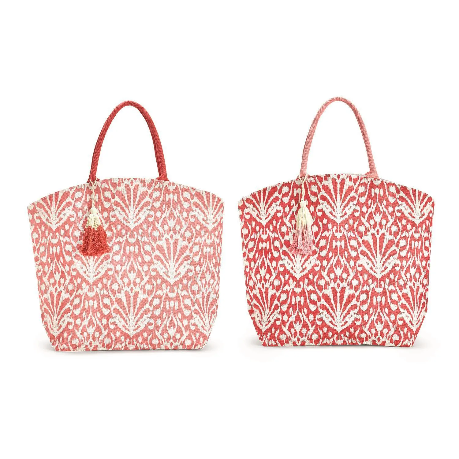 IKAT PATTERN TOTE BAG WITH TASSEL