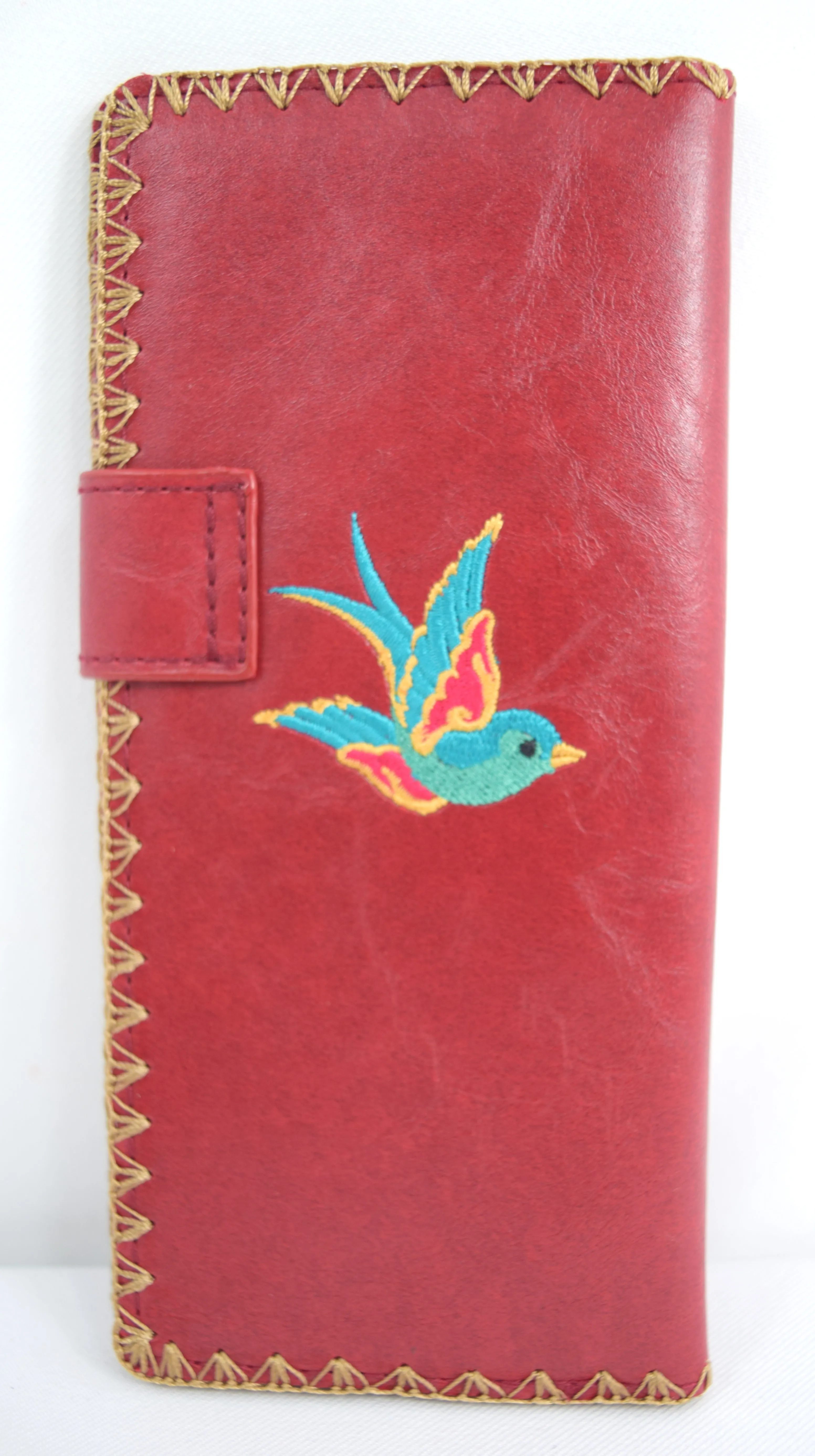 Lavishy Tattoo Art love forever Sparrow birds embroidered Large flat wallet