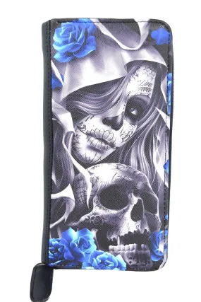 Liquorbrand Los Muertos Sugar Skull zip around clutch Wallet