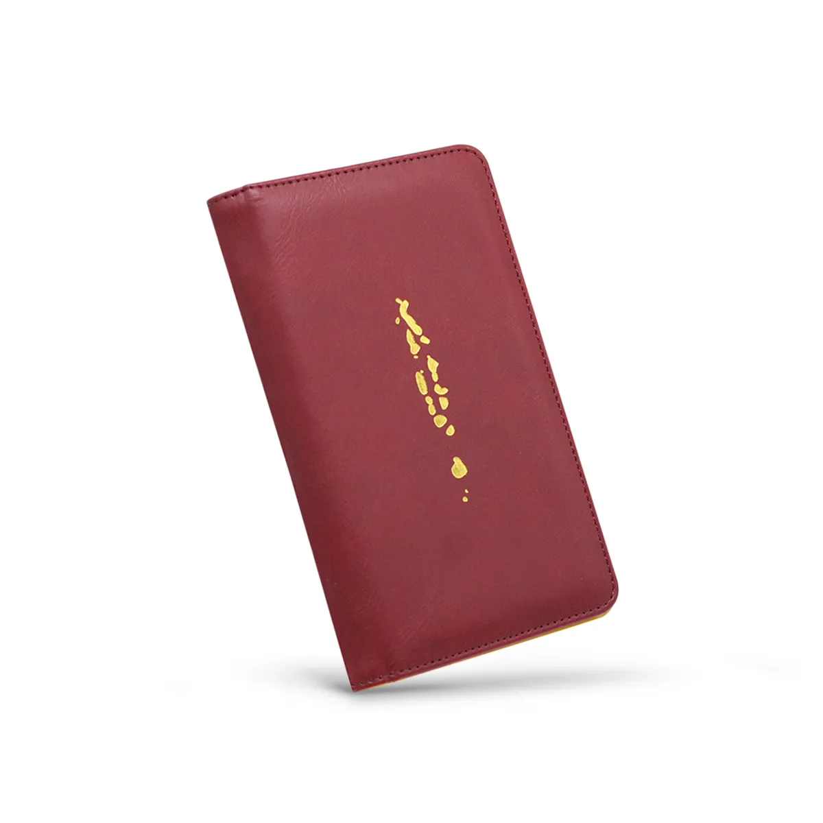 Maldives Map Travel Wallet (Crimson/Yellow)