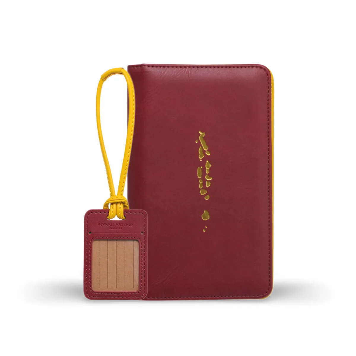 Maldives Map Travel Wallet (Crimson/Yellow)