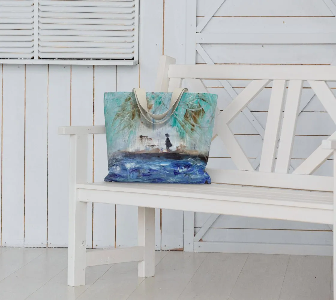 Oversized Cotton Tote Bag By the Beach