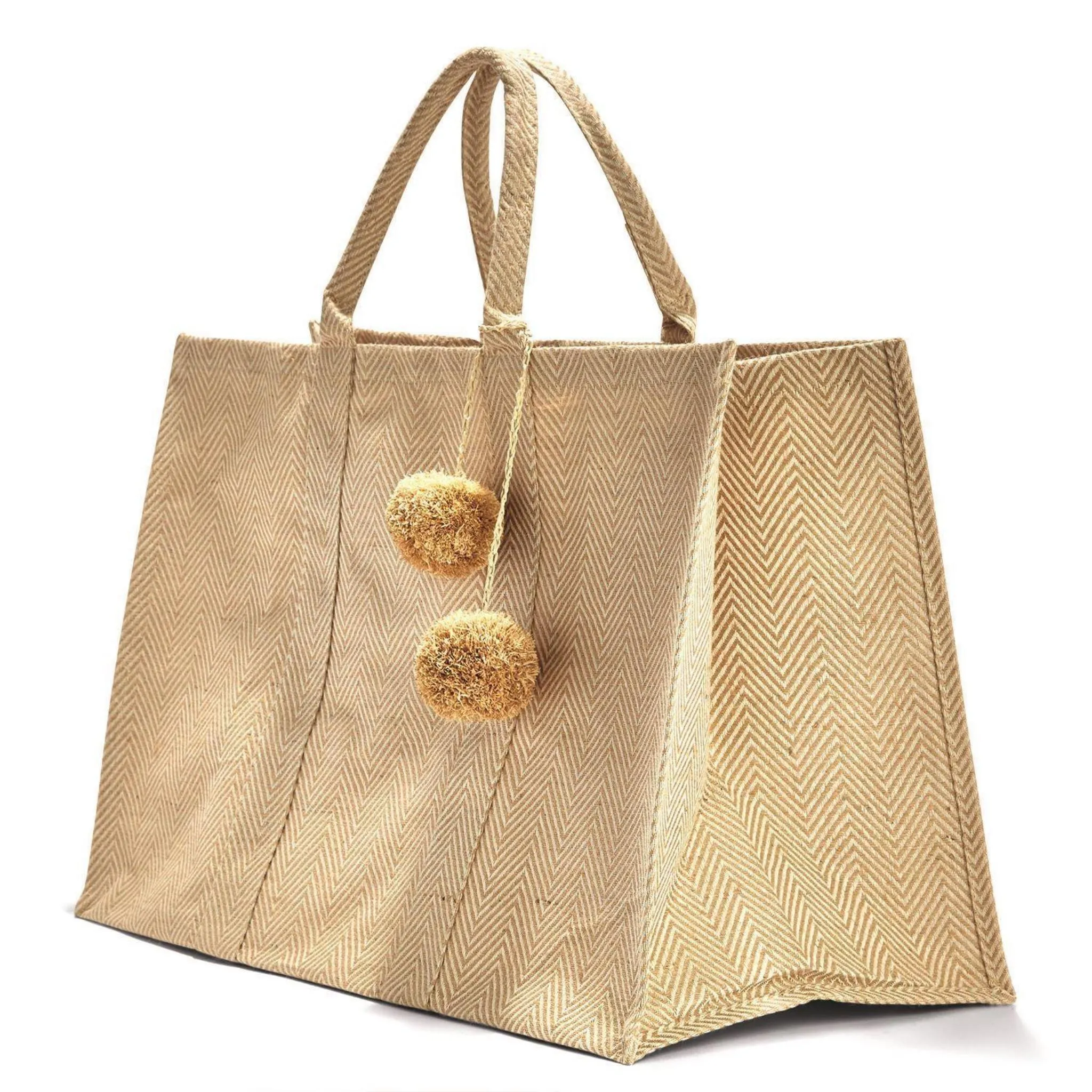 Oversized Tote with Pom Pom Tassel