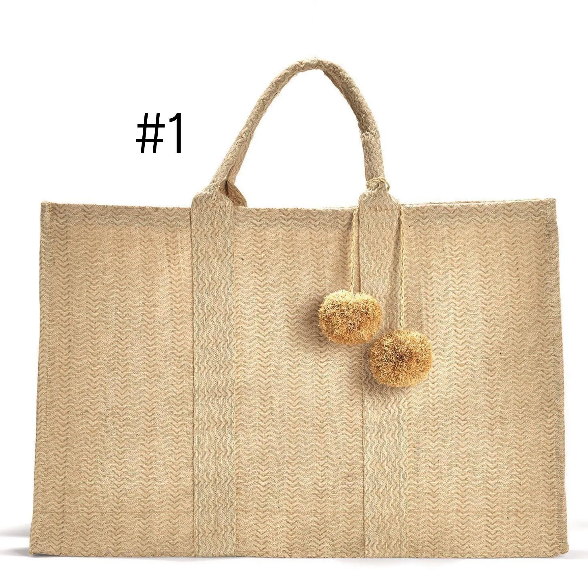 Oversized Tote with Pom Pom Tassel