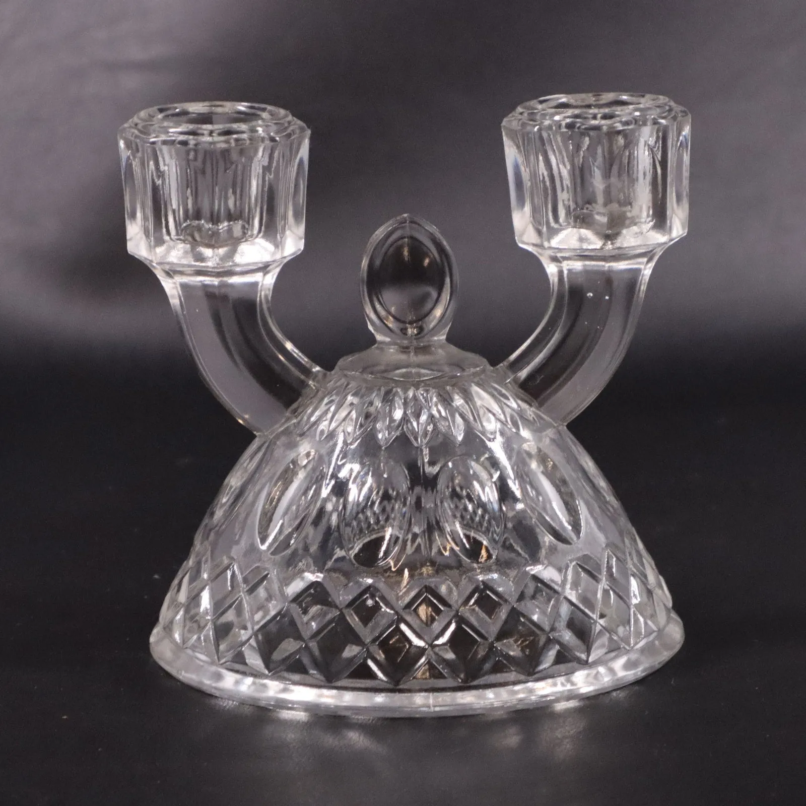 Pair Imperial Glass Tradition 165 Double Taper Candlestick Holders 1930's