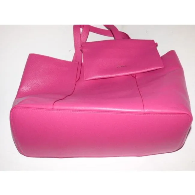 SALE! NWT, Barbie pink leather, Furla tote bag w wallet on a chain