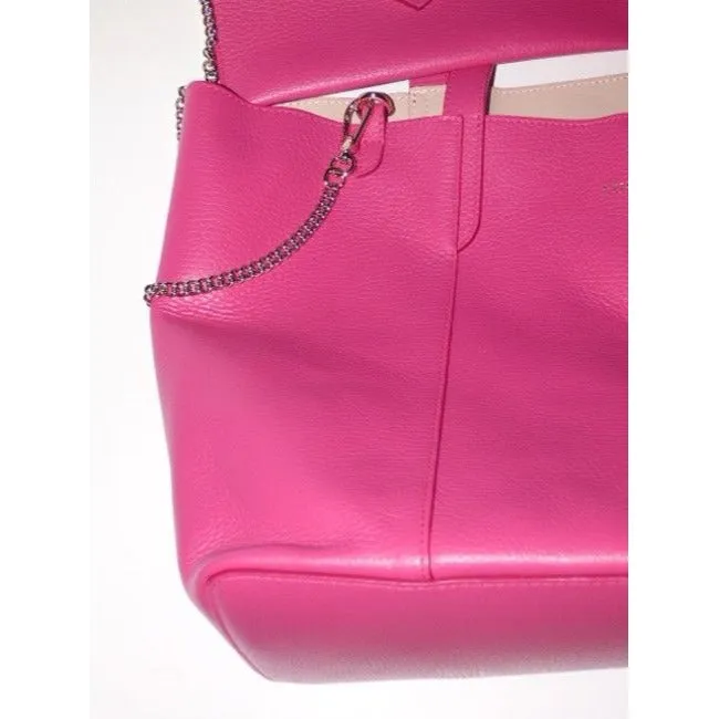 SALE! NWT, Barbie pink leather, Furla tote bag w wallet on a chain