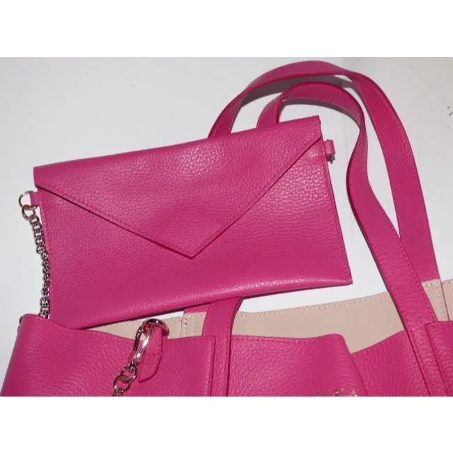 SALE! NWT, Barbie pink leather, Furla tote bag w wallet on a chain