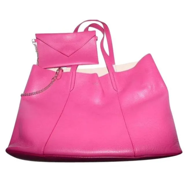 SALE! NWT, Barbie pink leather, Furla tote bag w wallet on a chain