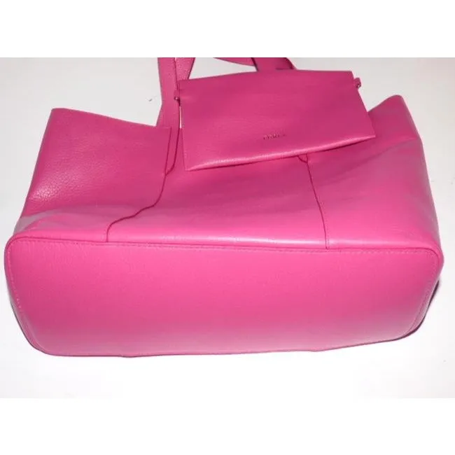 SALE! NWT, Barbie pink leather, Furla tote bag w wallet on a chain