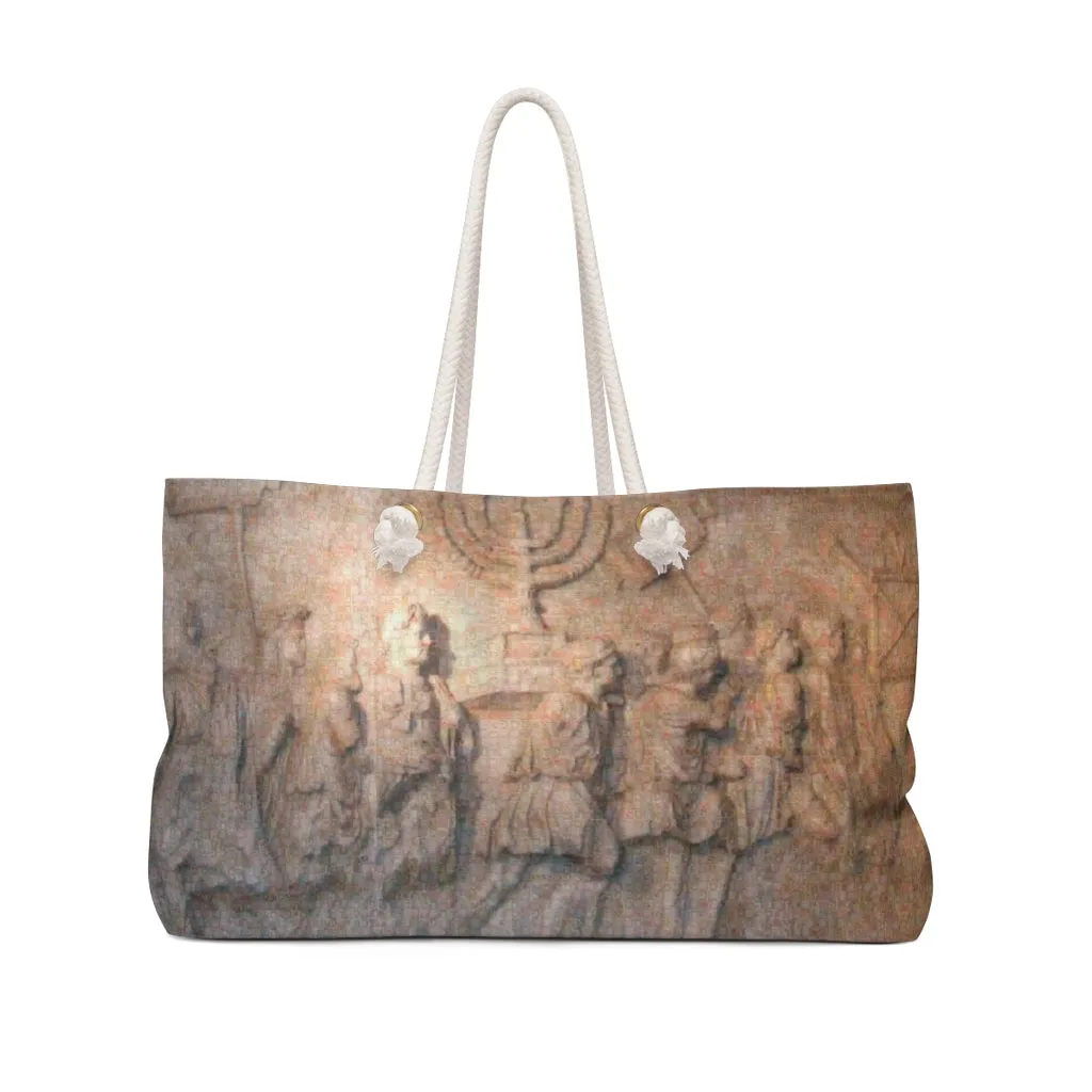 Titus Arch Menorah Weekender Bag, photomosaic by Gabriele Levy