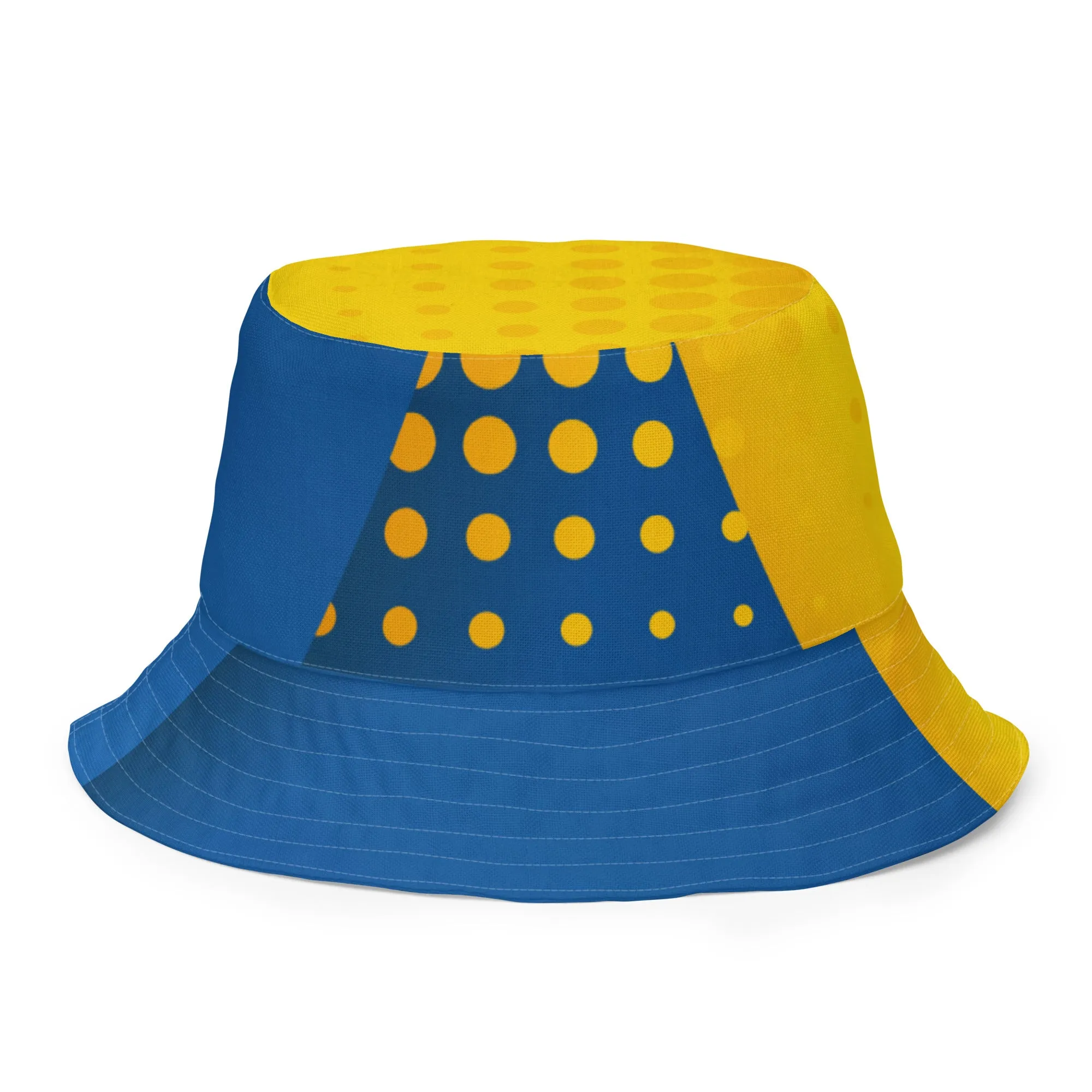 Yellow and Blue Abstract Reversible bucket hat