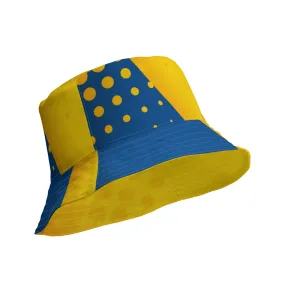 Yellow and Blue Abstract Reversible bucket hat